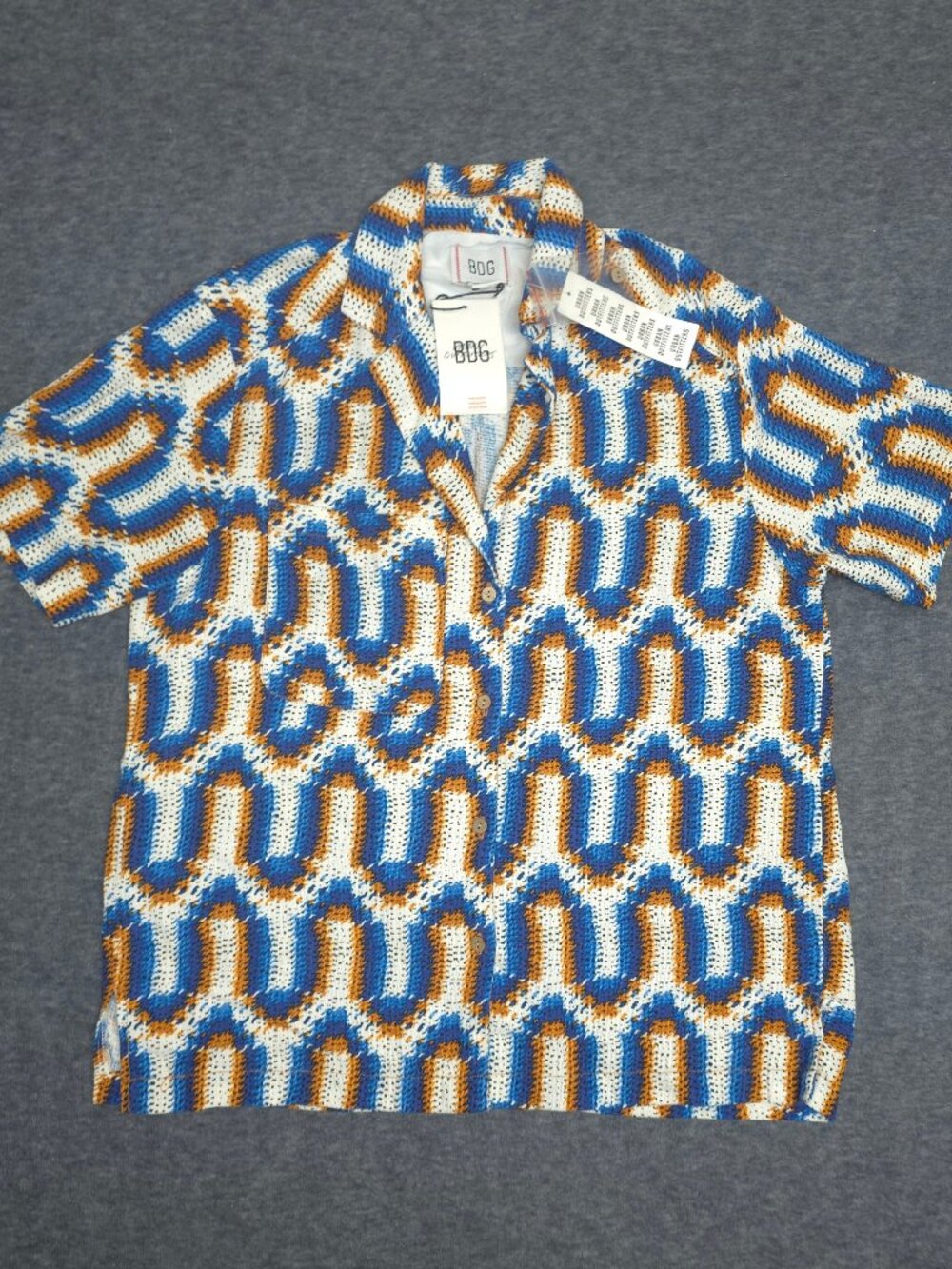BDG Urban Outfitters Linen Blend Geometric Camp Shirt NWT Small